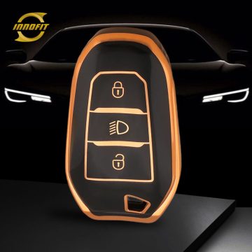 PUC2T1-Black-Gold Plating- Car Key Cover For Peugeot Citroen Opel