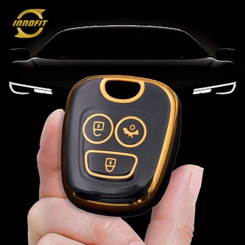 PUF3T1-Black-Gold Plating- Car Key Cover For Peugeot