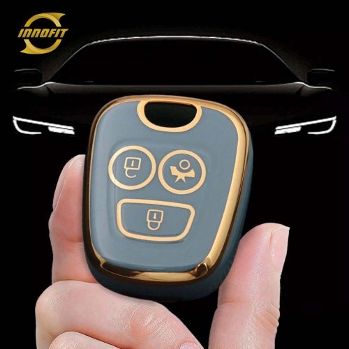 PUF3T1-Granny Grey-Gold Plating- Car Key Cover For Peugeot