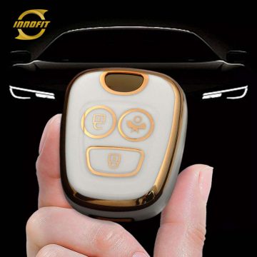 PUF3T1-White-Gold Plating- Car Key Cover For Peugeot