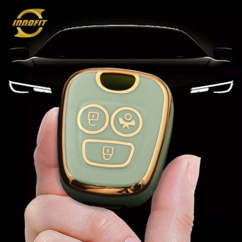 PUF3T1-Green-Gold Plating- Car Key Cover For Peugeot