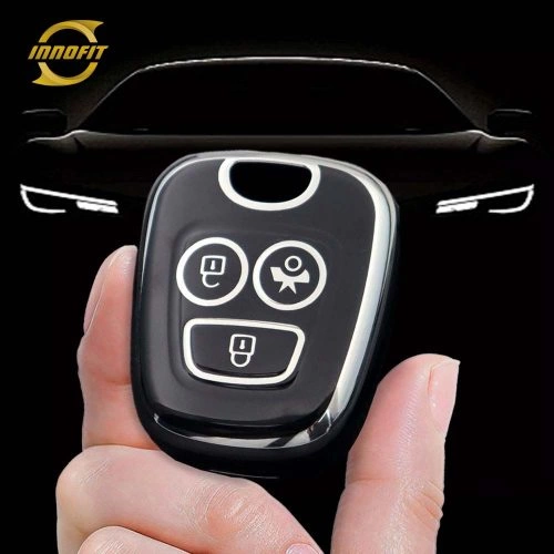 PUF3T1-Black-Silver Plating- Car Key Cover For Peugeot