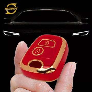 PUF2T1-Red-Gold Plating- Car Key Cover For Peugeot Citroen