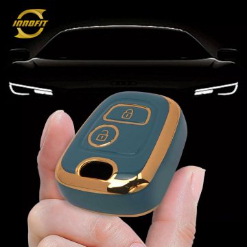 PUF2T1-Granny Grey-Gold Plating- Car Key Cover For Peugeot Citroen