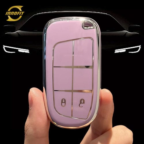 JEA2T1-Purple-Silver Plating- Car Key Cover For Jeep Dodge Chrysler
