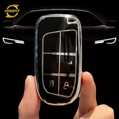 JEA2T1-Black-Silver Plating- Car Key Cover For Jeep Dodge Chrysler