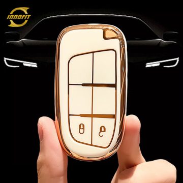 JEA2T1-White-Gold Plating- Car Key Cover For Jeep Dodge Chrysler