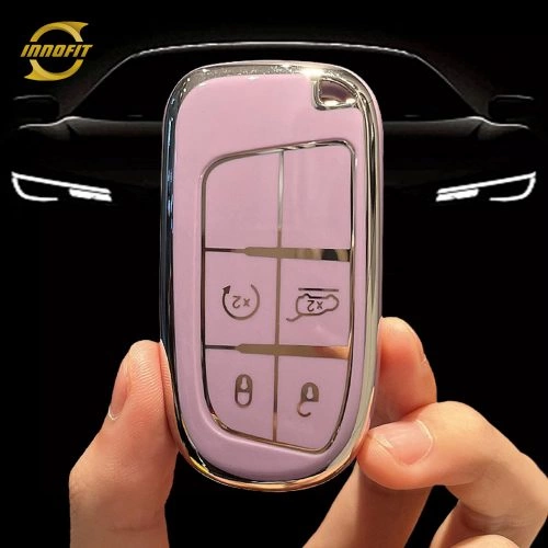 JEA3T1-Purple-Silver Plating- Car Key Cover For Jeep Dodge Chrysler
