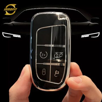 JEA3T1-Black-Silver Plating- Car Key Cover For Jeep Dodge Chrysler