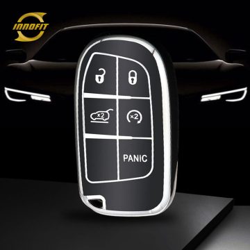 JEA4T1-Black-Silver Plating- Car Key Cover For Jeep Dodge Chrysler