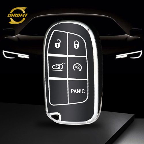JEA4T1-Black-Silver Plating- Car Key Cover For Jeep Dodge Chrysler