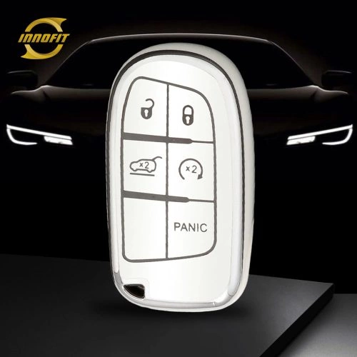 JEA4T1-White-Silver Plating- Car Key Cover For Jeep Dodge Chrysler