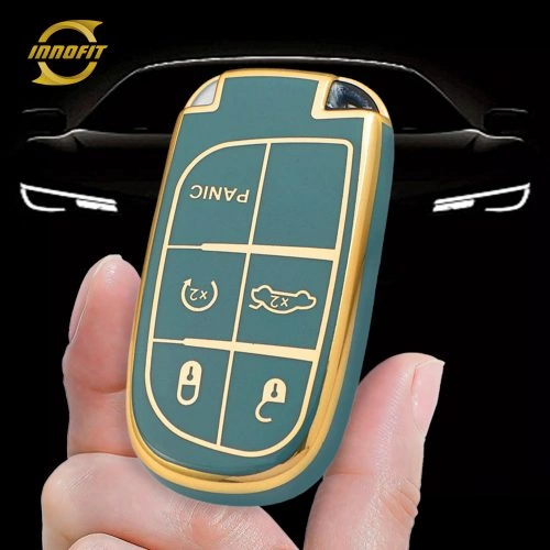 JEA4T1-Granny Grey-Gold Plating- Car Key Cover For Jeep Dodge Chrysler