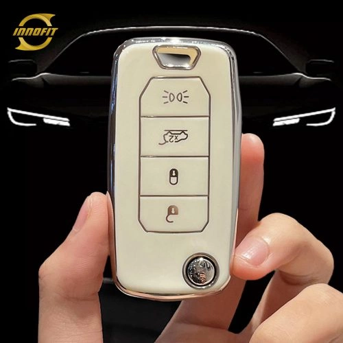 JEB1T1-White-Silver Plating- Car Key Cover For Jeep