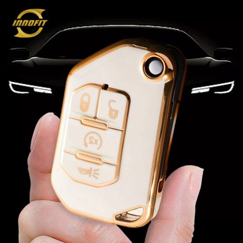 JED1T1-White-Gold Plating- Car Key Cover For Jeep