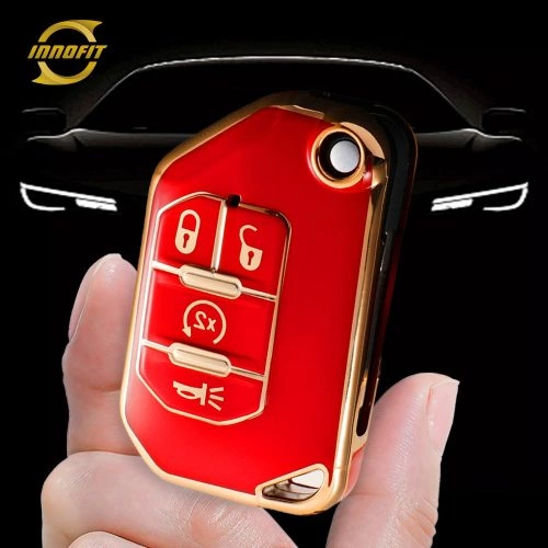 JED1T1-Red-Gold Plating- Car Key Cover For Jeep
