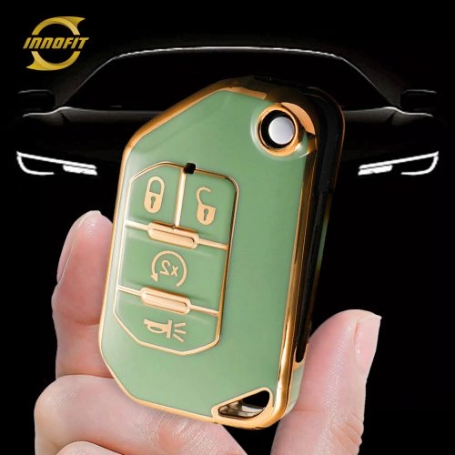 JED1T1-Green-Gold Plating- Car Key Cover For Jeep
