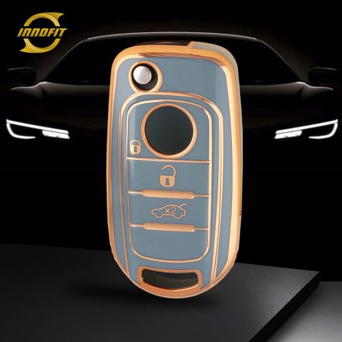 FIB1T1-Granny Grey-Gold Plating- Car Key Cover For Fiat