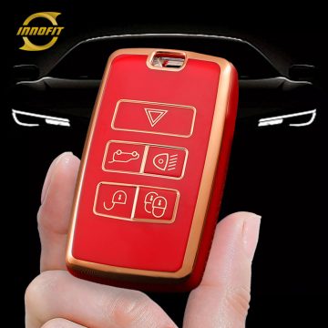 LAB1T1-Red-Gold Plating- Car Key Cover For Landrover Jaguar