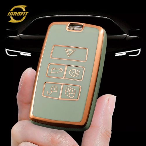 LAB1T1-Green-Gold Plating- Car Key Cover For Landrover Jaguar