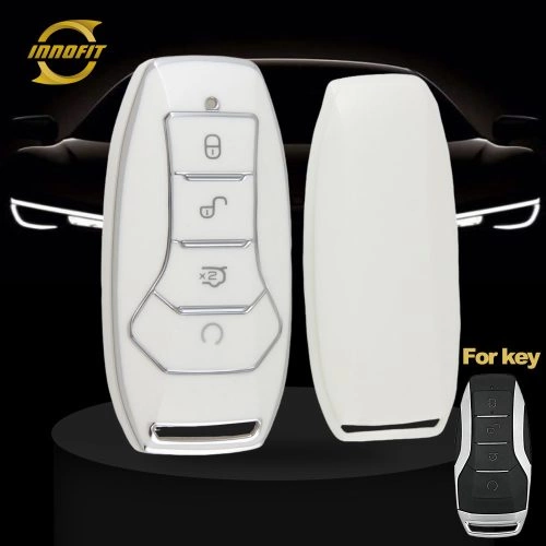 BYA1T1-White-Silver Plating- Car Key Cover For BYD