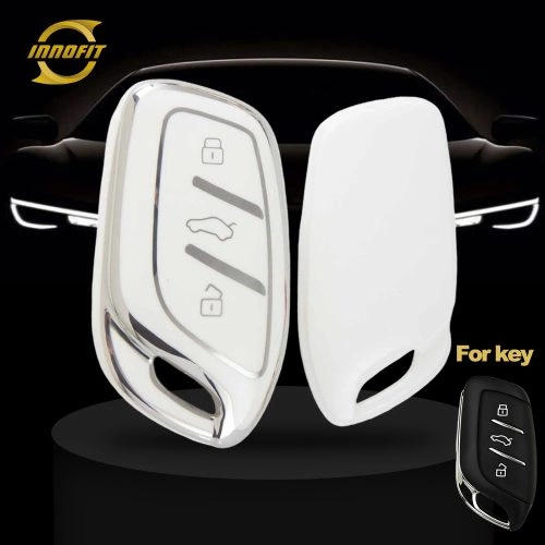 ROB1T1-White-Silver Plating- Car Key Cover For Roewe Morris Garages