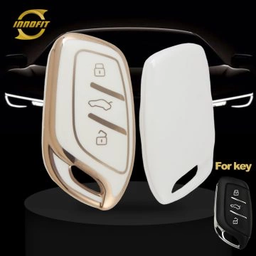 ROB1T1-White-Gold Plating- Car Key Cover For Roewe Morris Garages
