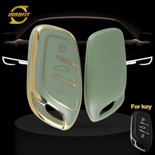 ROB1T1-Green-Gold Plating- Car Key Cover For Roewe Morris Garages