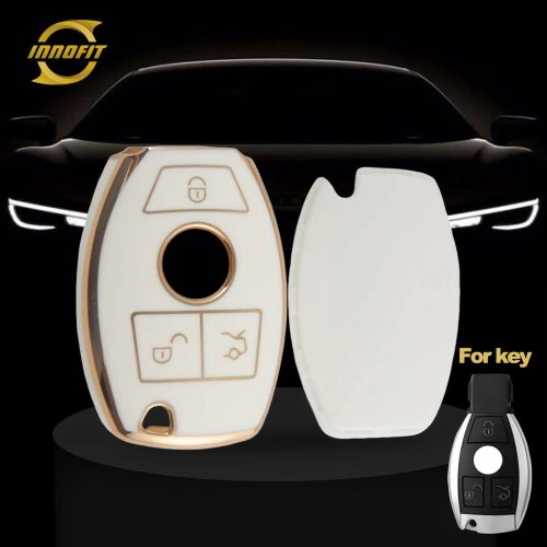 MEC1T1-White-Gold Plating- Car Key Cover For Mercedes-Benz