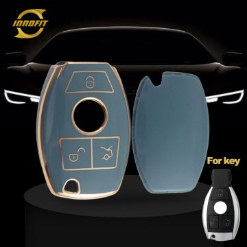 MEC1T1-Granny Grey-Gold Plating- Car Key Cover For Mercedes-Benz