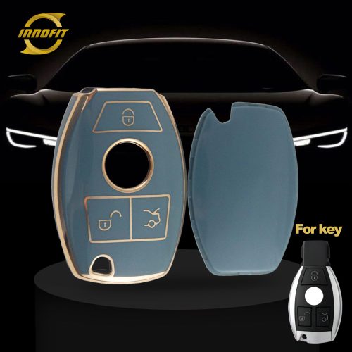 MEC1T1-Granny Grey-Gold Plating- Car Key Cover For Mercedes-Benz
