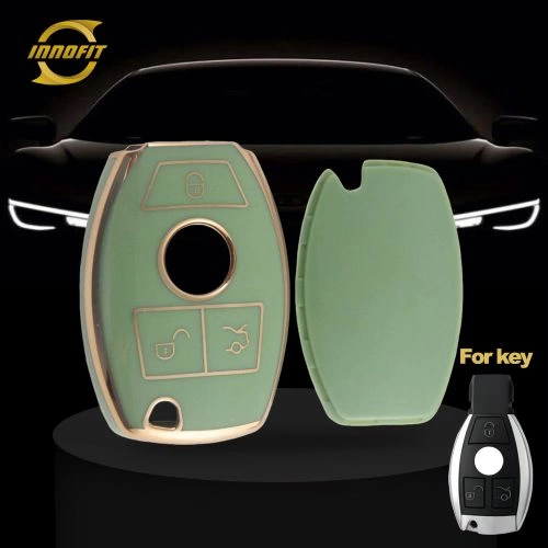 MEC1T1-Green-Gold Plating- Car Key Cover For Mercedes-Benz