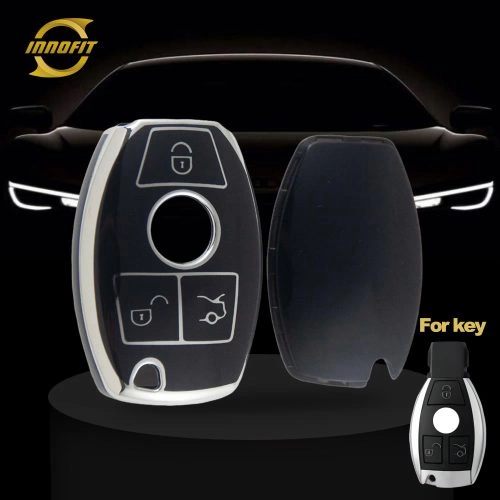 MEC1T1-Black-Silver Plating- Car Key Cover For Mercedes-Benz