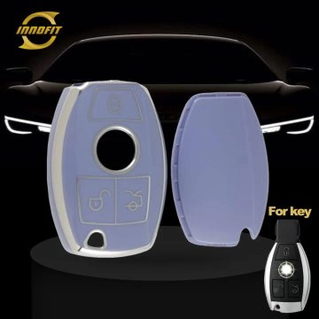 MEC1T1-Light Blue-Silver Plating- Car Key Cover For Mercedes-Benz