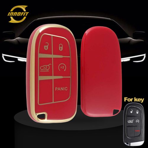 JEA4T1-Red-Gold Plating- Car Key Cover For Jeep Dodge Chrysler