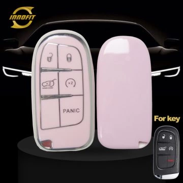 JEA4T1-Pink-Silver Plating- Car Key Cover For Jeep Dodge Chrysler