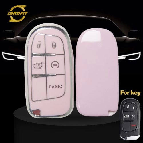 JEA4T1-Pink-Silver Plating- Car Key Cover For Jeep Dodge Chrysler