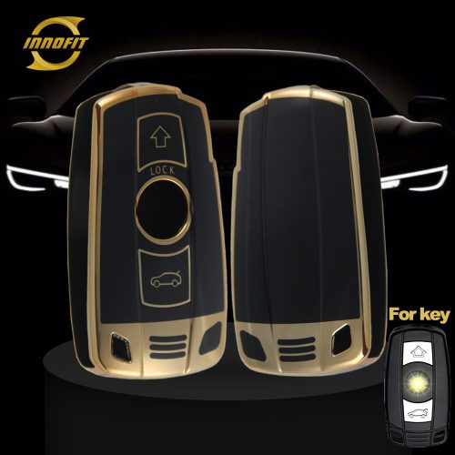 BMD1T1-Black-Gold Plating- Car Key Cover For BMW