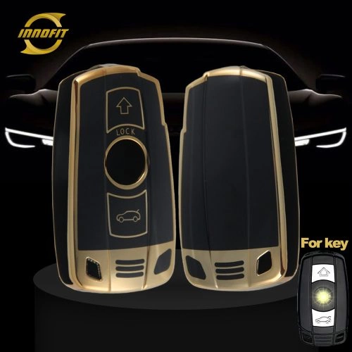 BMD1T1-Black-Gold Plating- Car Key Cover For BMW