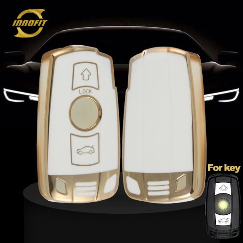 BMD1T1-White-Gold Plating- Car Key Cover For BMW