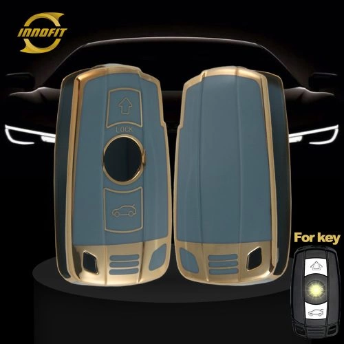 BMD1T1-Granny Grey-Gold Plating- Car Key Cover For BMW
