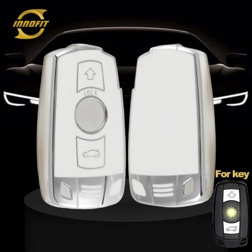 BMD1T1-White-Silver Plating- Car Key Cover For BMW