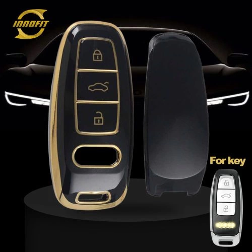 AUC1T1-Black-Gold Plating- Car Key Cover For Audi