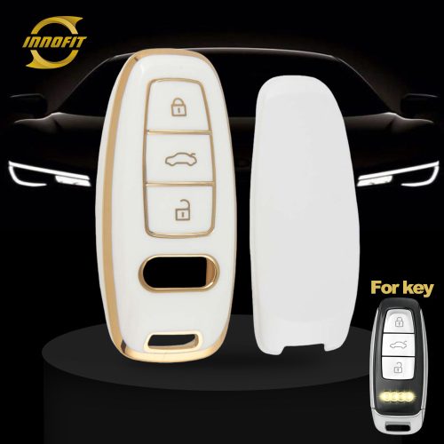 AUC1T1-White-Gold Plating- Car Key Cover For Audi