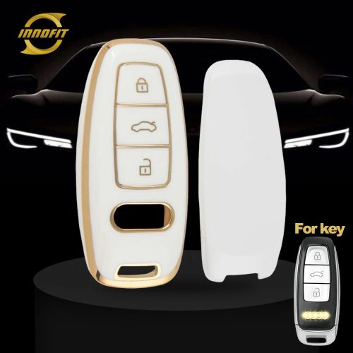 AUC1T1-Beyaz-Altın Kaplama- Audi için Araba Anahtar Kapağı