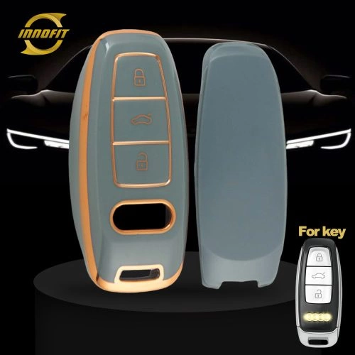 AUC1T1-Granny Grey-Gold Plating- Car Key Cover For Audi