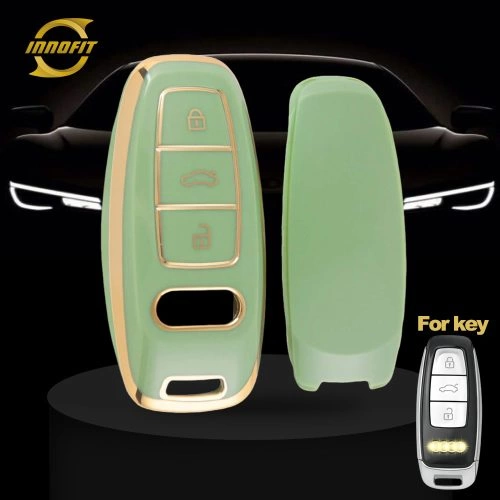 AUC1T1-Green-Gold Plating- Car Key Cover For Audi