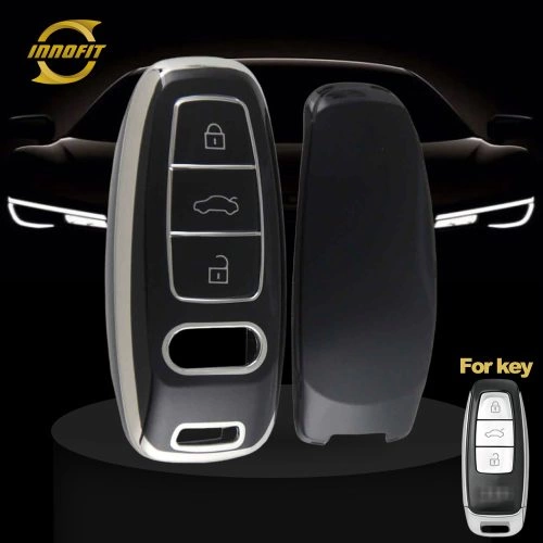 AUC1T1-Black-Silver Plating- Car Key Cover For Audi