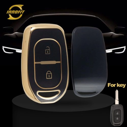 REC2T1-Black-Gold Plating- Car Key Cover For Renault