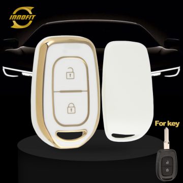 REC2T1-White-Gold Plating- Car Key Cover For Renault